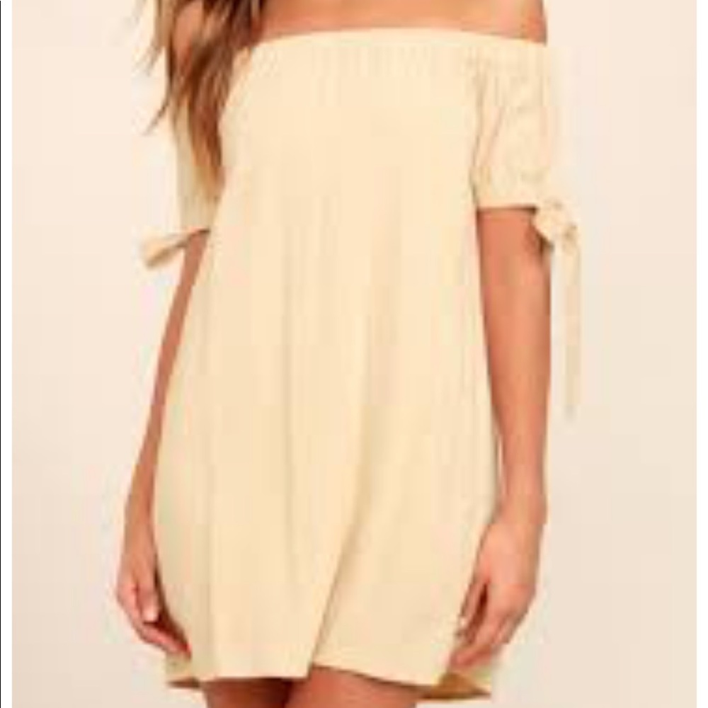 Lulu’s beige off the shoulder dress